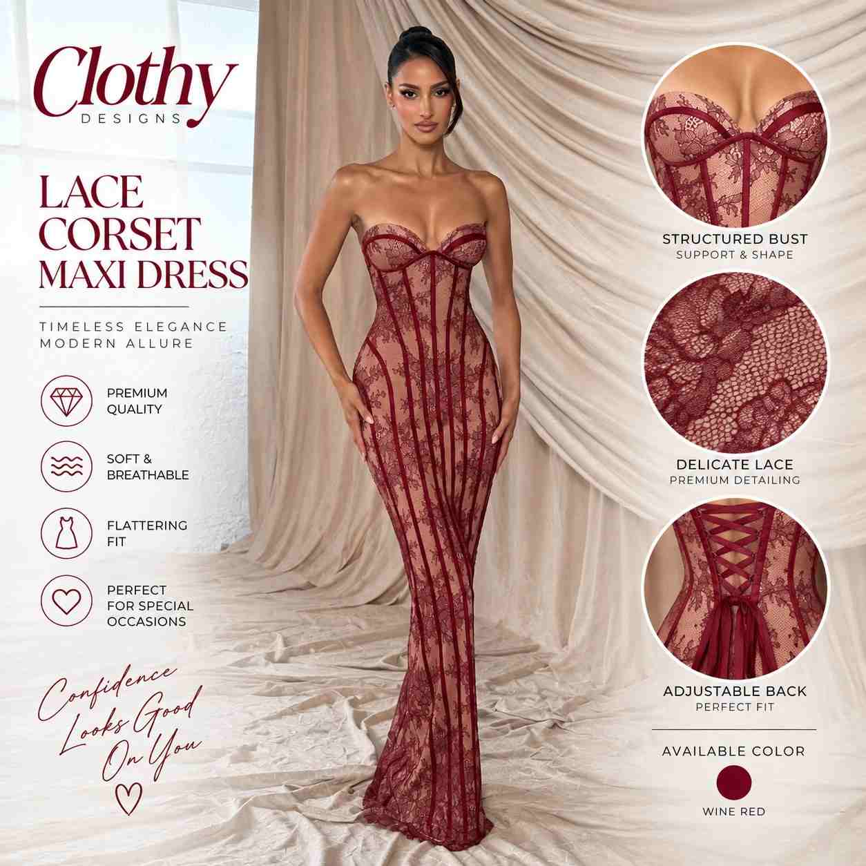 Women's Strapless Bodycon Maxi Dress – Elegant Backless Lace-Up Evening & Party Dress